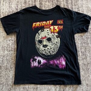 Black Friday the 13th Jason Mask Horror Movie Graphic T-Shirt Tee Mens sz Large